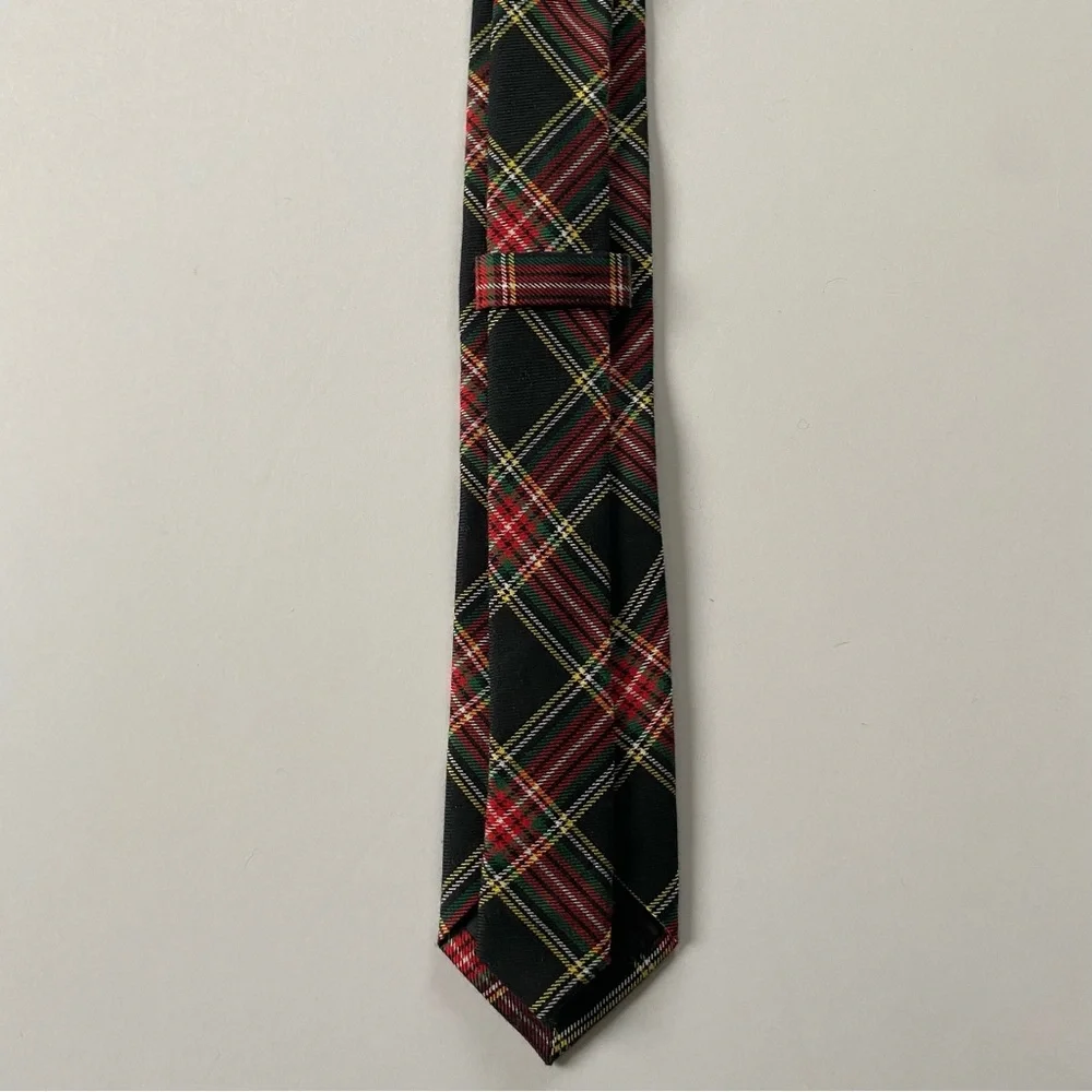 Crewcuts Tie Plaid Size 52” Age 10-17 Boys Preppy Black Green Red EUC Worn 1X